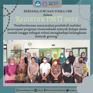 BERITA PENGABDIAN. Jurusan Fisika melakukan kegiatan PMTJ (Kegiatan Pengabdian Masyarakat Tingkat Jurusan) Universitas Bangka Belitung Tahun 2022.